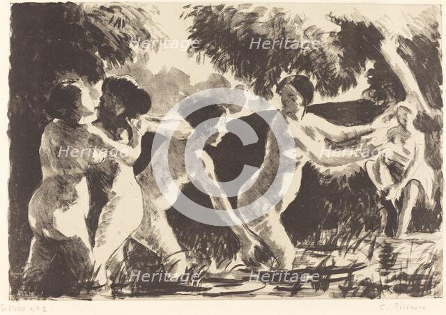 Bathers Wrestling (Baigneuses luttants), c. 1896. Creator: Camille Pissarro.