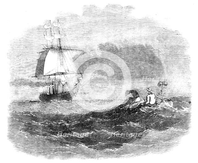 Rescue of Capt. Baker and a Seaman by the Royal Mail Steamer "England", 1857. Creator: Unknown.