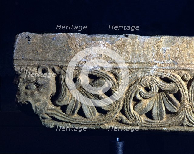 Fragment of impost' sculptural relief, stone, c. 1160 - 1165. Work by the Master of Cabestany, fr…