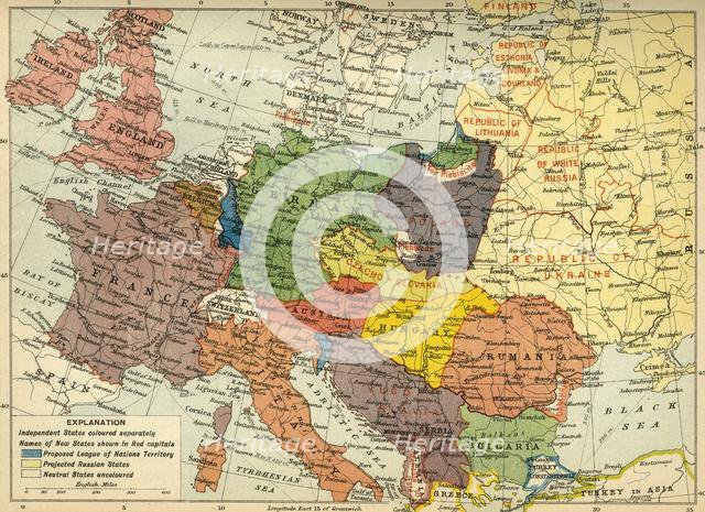 'The Partition of Europe under Treaties of Paris, June 1919', (c1920). Creator: Unknown.