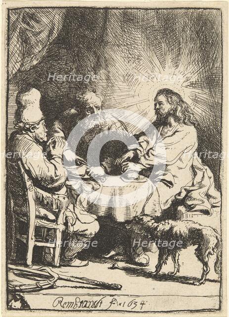 Christ at Emmaus: the Smaller Plate, 1634. Creator: Rembrandt Harmensz van Rijn.