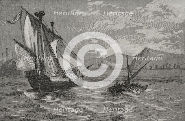 The Catalan-Aragonese squadron in Salou, Conquest of Majorca by King James I (1208-1276), 1890.  Creator: Joan Serra y Pausas.