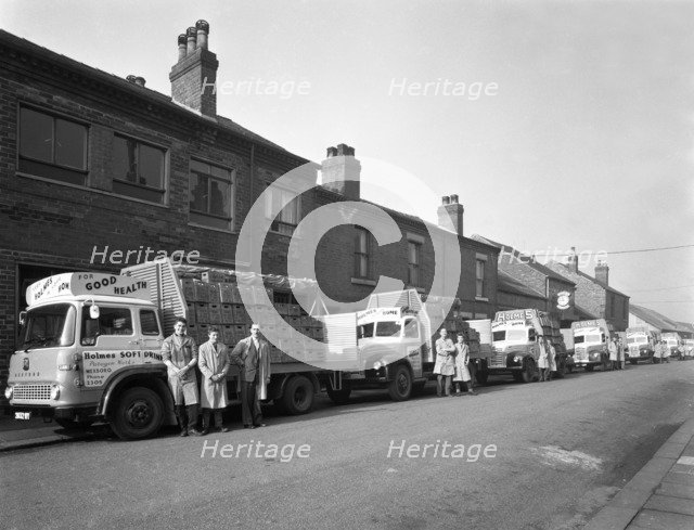 Fleet of soft drinks delivery lorries, Mexborough, South Yorkshire, 1961. Artist: Michael Walters