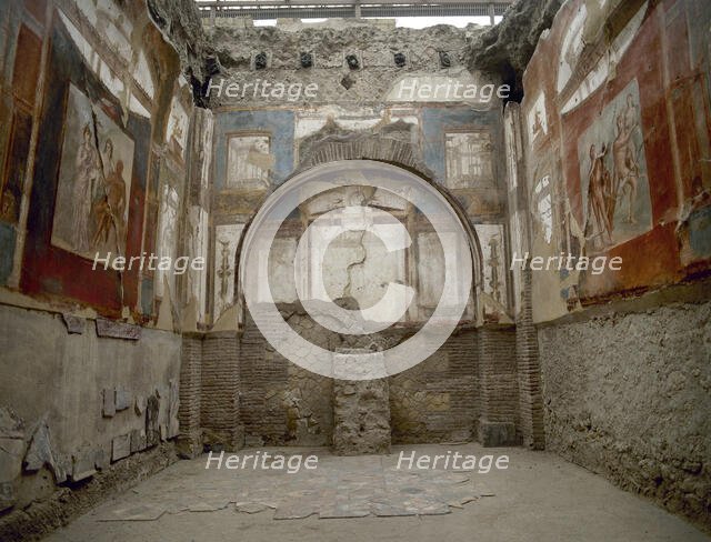 Mural paintings on the walls of College of the Augustales, Herculaneum, Italy, 1st century AD (2002) Creator: LTL.
