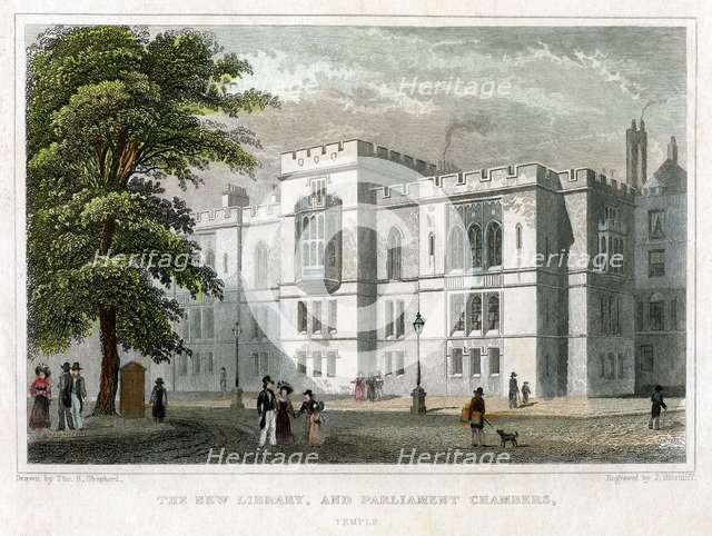 The New Library and Parliament Chambers, Westminster, London, 1829.Artist: J Hinchcliff