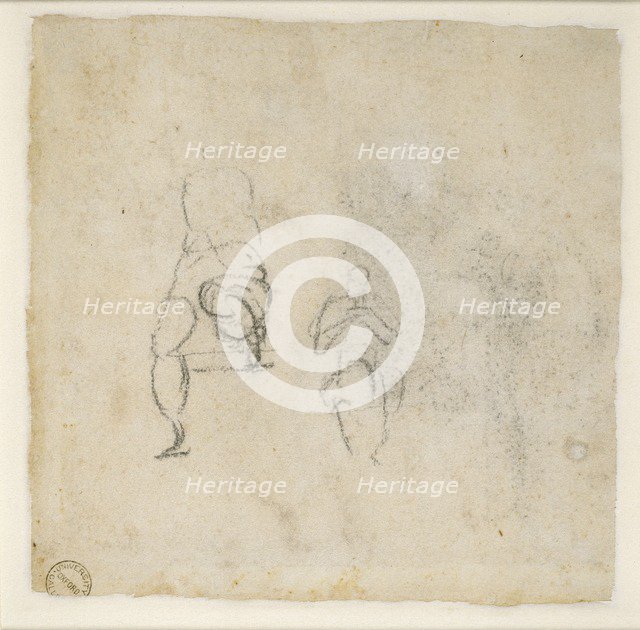 Two very slight sketches of seated Figures, c1490-1560. Artist: Michelangelo Buonarroti.