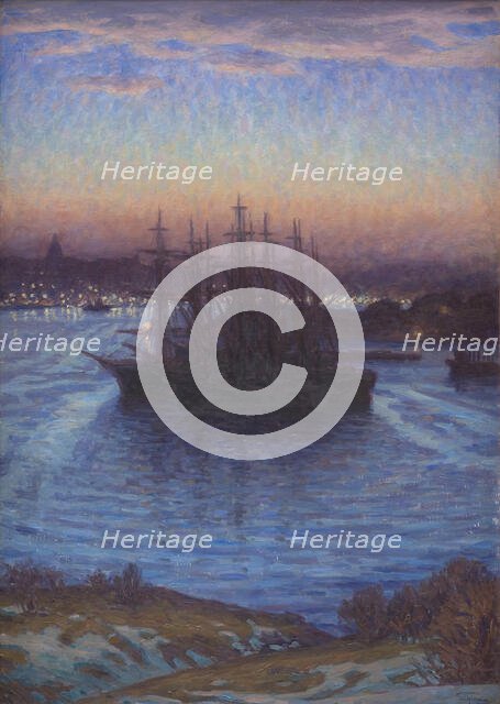 Ships at Anchor. Winter, 1908. Creator: Prince Eugen, Duke of Närke.