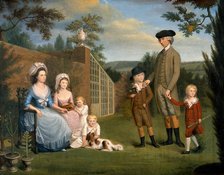 John Coakley Lettsom, physician, with his family, in the garden of Grove Hill, Camberwell, (1786?). Creator: Unknown.