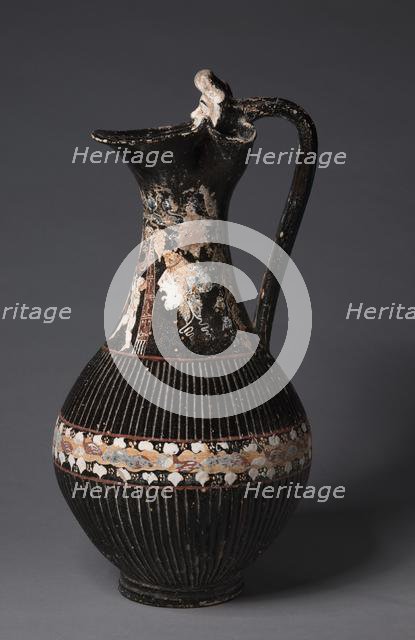 Ribbed Oinochoe (Wine Jug), c. 300-275 BC. Creator: Unknown.