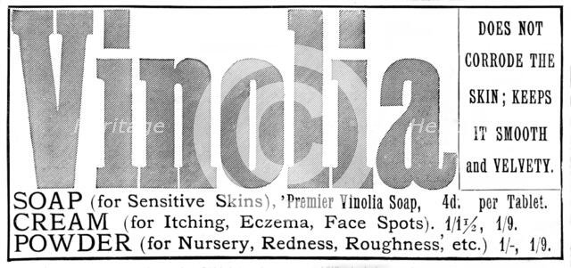Advertisement for Vinolia Soap, 1895. Creator: Unknown.