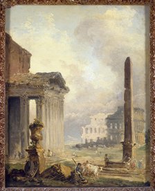 Ruines romaines, le Forum avec le Colisée et l'Obélisque, c1765. Creator: Hubert Robert.