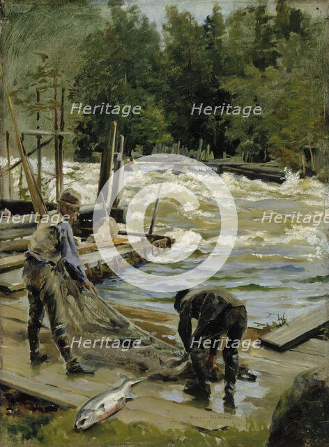 Salmon Fishing, 1892. Creator: Gunnar Berndtson.