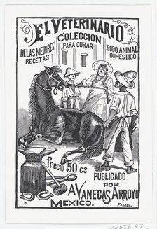 A group of people surrounding a horse, illustration for 'El Veterinario (The Vete..., ca. 1880-1910. Creator: José Guadalupe Posada.