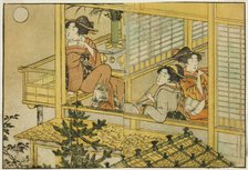 Moon-Viewing Party, from the illustrated book "Picture Book: Flowers of the Four Seasons..., 1801. Creator: Kitagawa Utamaro.