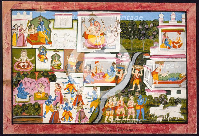 Scenes from the Life of Krishna, Folio from a Bhagavata Purana (Ancient Stories of the Lord), c1775. Creator: Unknown.