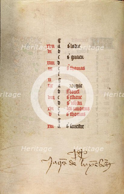Calendar Page for December (continued); Book of Hours, about 1466-1470. Creator: Master of Jacques of Luxembourg.