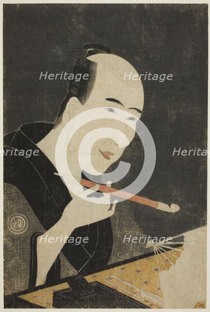 Portrait of Santo Kyoden, the Master of Kyobashi (Edo hana Kyobashi natori), c. 1795. Creator: Rekisentei Eiri.