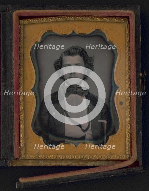 Unidentified young man, half-length portrait, facing front, ca. 1855. Creator: Francis Grice.