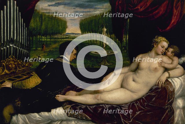 Venus with organist and Cupid, c1555.  Creator: Titian.