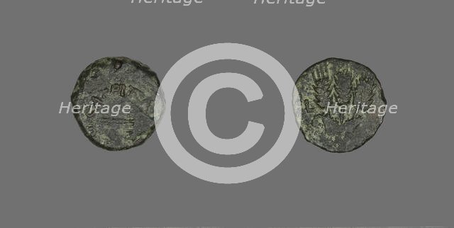 Coin Depicting a Parasol, 42-43, issued by Herod Agrippa I (37-43). Creator: Unknown.