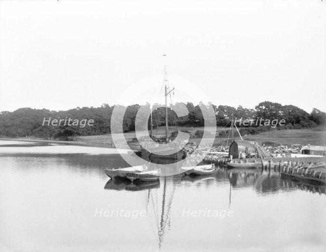 Boats moored on the river Beaulieu, Beaulieu, Hampshire, c1860-c1922. Artist: Henry Taunt