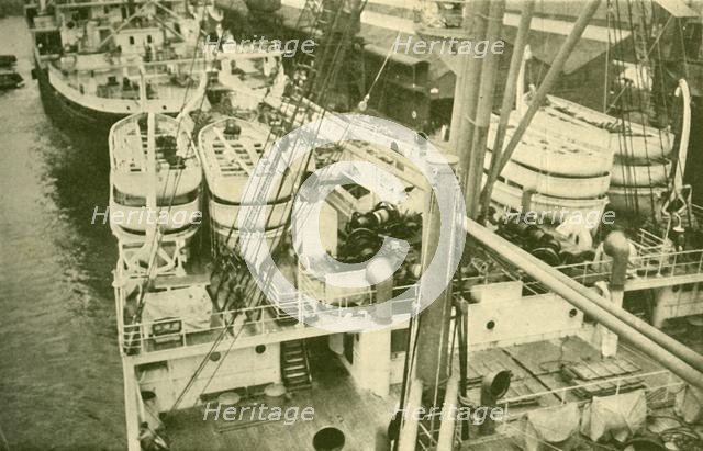 'An Impressive Array of Boats Aboard the "Leviathan".', c1930. Creator: Unknown.