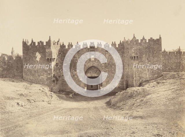 Jérusalem. Porte de Damas ou des colonnes (Bab-el-Ahmoud), 1860 or later. Creator: Louis de Clercq.