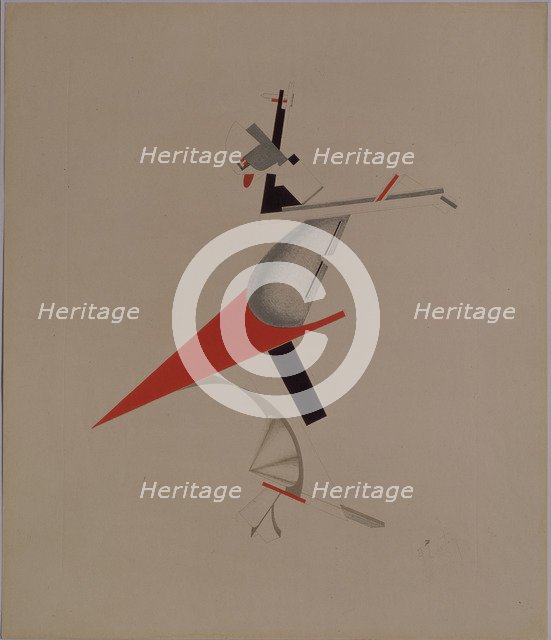 Ruffian. Figurine for the opera Victory over the sun by A. Kruchenykh, 1920-1921. Artist: Lissitzky, El (1890-1941)