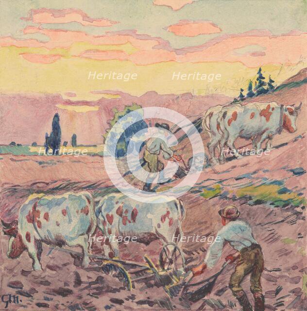 19.- Plowing, 1932. Creator: Gustav Mally.