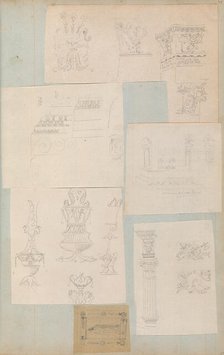 Page from a Scrapbook containing Drawings and Several Prints of Architecture, Int..., ca. 1800-1850. Creators: Workshop of Charles Percier, Workshop of Pierre François Léonard Fontaine.