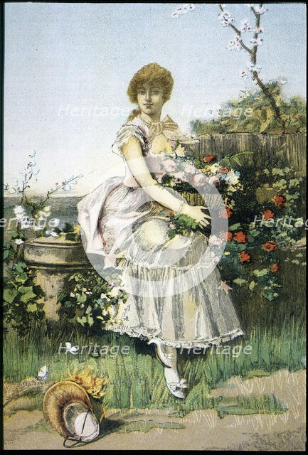 Poster with 'Allegory to Spring', 1889. Creator: Picolo.