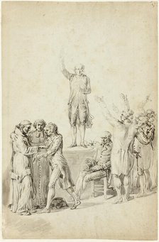 Study for The Oath of the Tennis Court: Bailly Standing on the Desk, Asking for a Vote, c. 1791. Creator: Jean Pierre Norblin.