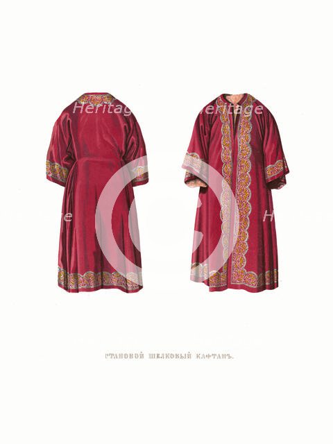 Silk caftan. From the Antiquities of the Russian State, 1849-1853. Creator: Solntsev, Fyodor Grigoryevich (1801-1892).