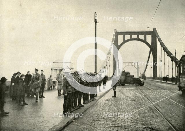 'The 18th Hussars Guarding a Bridge on the Rhine at Cologne', (1919). Creator: Unknown.
