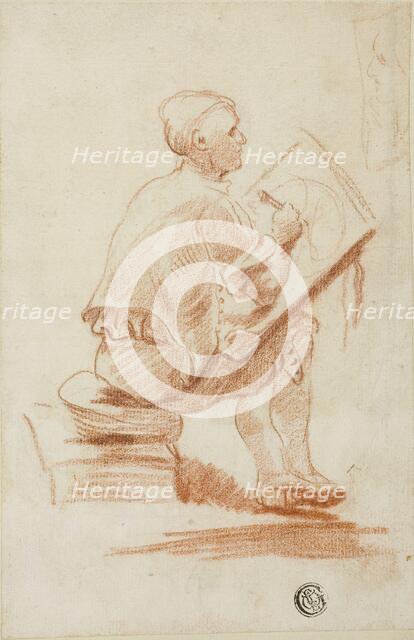 Man Seated on Stool, n.d. Creator: Unknown.