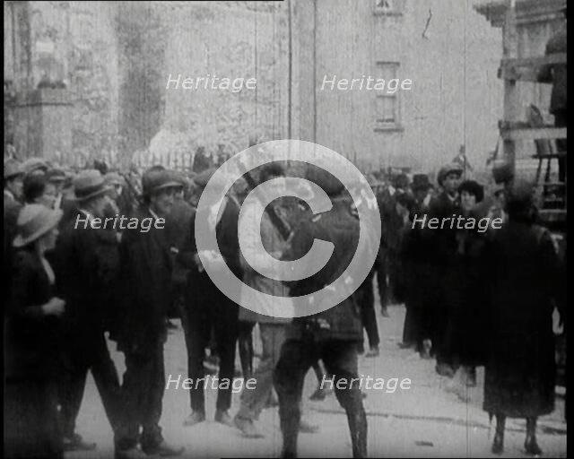 Soldiers Breaking up Fights and Crowds at a Speech by Eamon De Valera, 1922. Creator: British Pathe Ltd.