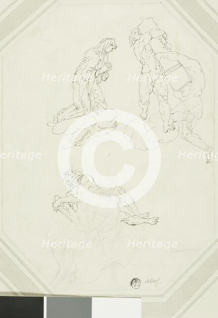 Praying Virgin and Figures in Clouds, n.d. Creator: Raymond Lafage.