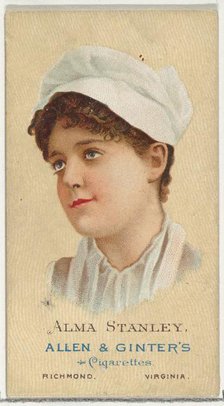 Alma Stanley, from World's Beauties, Series 2 (N27) for Allen & Ginter Cigarettes, 1888., 1888. Creator: Allen & Ginter.