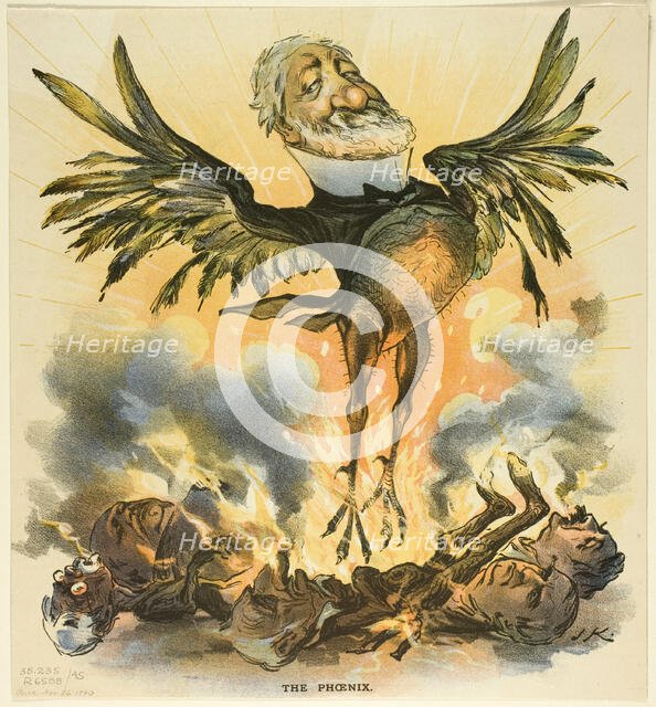 The Phoenix, from Puck, 1890. Creator: Joseph Keppler.