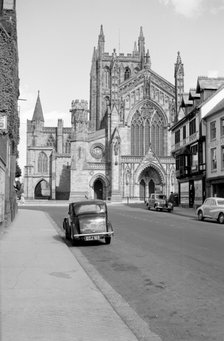 The west front of Hereford Cathedral seen from King Street, Herefordshire, c1945-c1965.    Artist: SW Rawlings