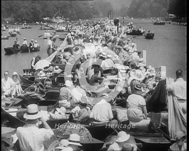 Crowded Pier with People Rowing Boats on Either Side, 1933. Creator: British Pathe Ltd.