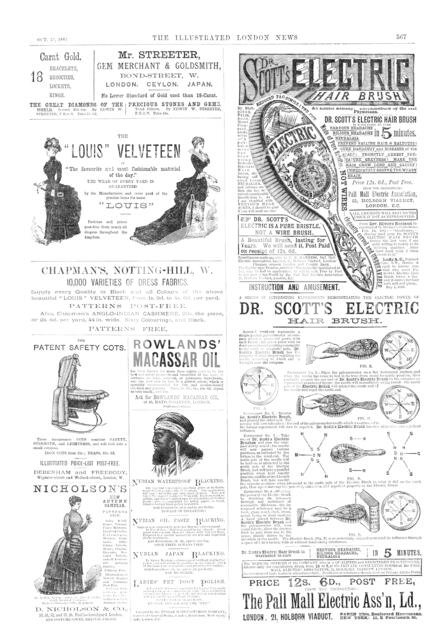 Page of advertisements, 1883. Creator: Unknown.