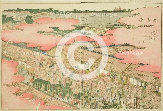 Shin Yoshiwara, from the illustrated book "Picture Book of Amusements of the East..., c. 1802. Creator: Hokusai.