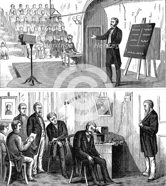 Alexander Graham Bell (1847-1922), Scottish-born American inventor, 1877 (1890). Artist: Unknown