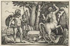 The Labors of Hercules: Hercules Shooting Nessus, 1542. Creator: Hans Sebald Beham (German, 1500-1550).
