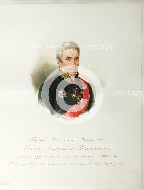 Portrait of Ivan Danilovich Danilov (1770-1852) (From the Album of the Imperial Horse Guards), 1846-1849. Artist: Hau (Gau), Vladimir Ivanovich (1816-1895)