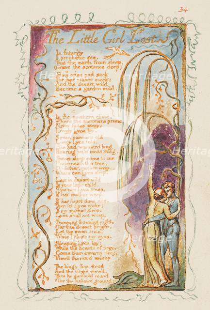 Songs of Innocence and of Experience: The Little Girl Lost, ca. 1825. Creator: William Blake.