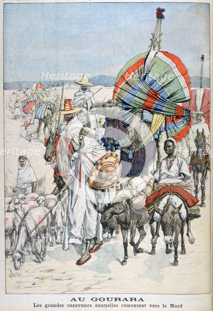 The large annual caravans heading north, Gourara, Algeria, 1903. Artist: Unknown