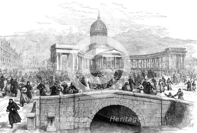 In front of the Kazan Cathedral, St. Petersburg:...the spot where the Emperor was murdered, 1881. Creator: Unknown.