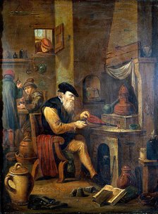 An alchemist in his laboratory, c1680s. Creator: Follower of David Teniers the younger.